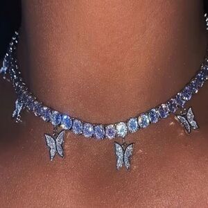 Dazzling Silver Butterfly Charm Necklace